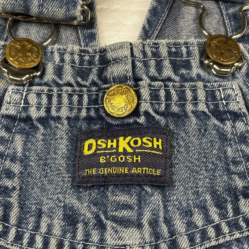 Rare Vtg OshKosh Vestbak Overalls Size 3T USA 80s Denim Paper Tag Great FADE - Picture 5 of 16